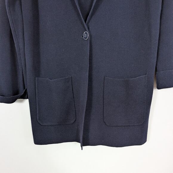Talbots Sweater Blazer S Blue Oversized Navy Work Office Layer Casual Cardigan - Picture 4 of 9